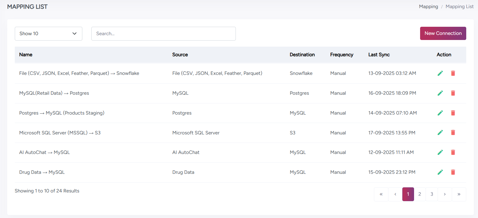 Connections List Page