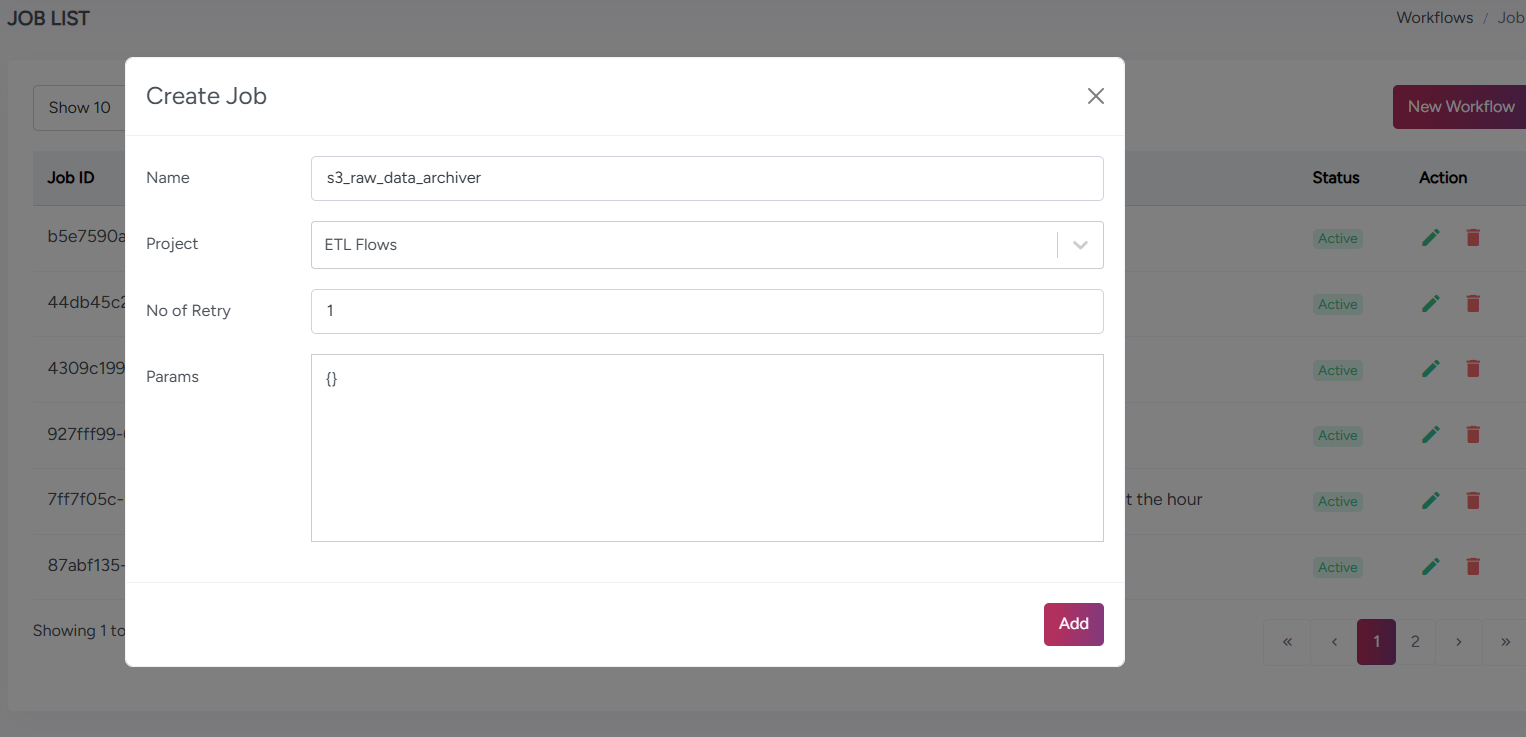 Create Workflow Popup