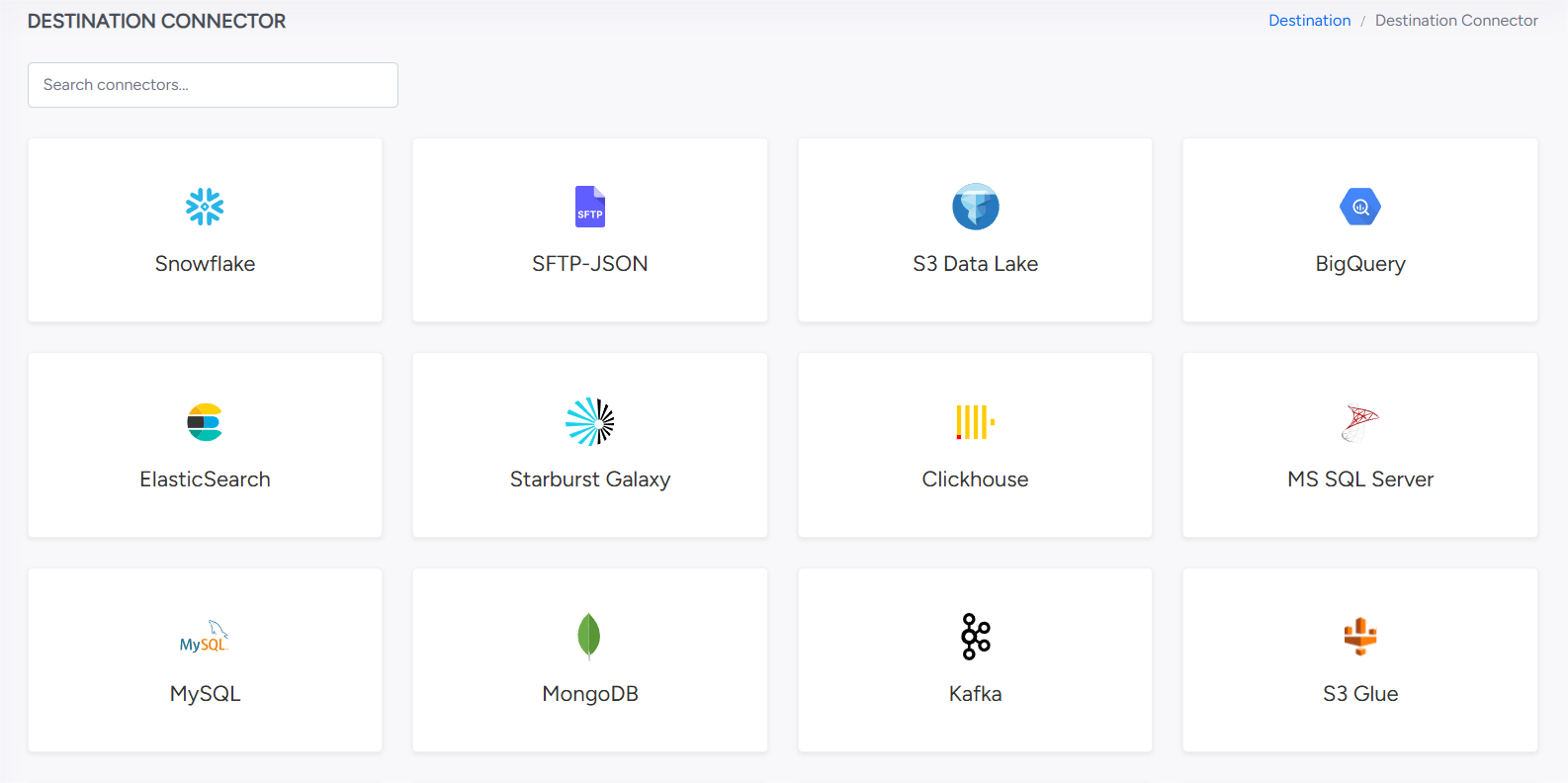Destination Connector List